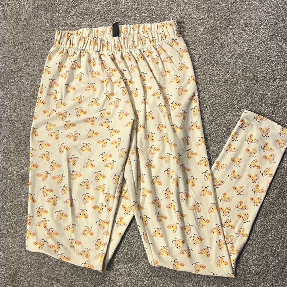 Floral Print Women's Leggings - Cream